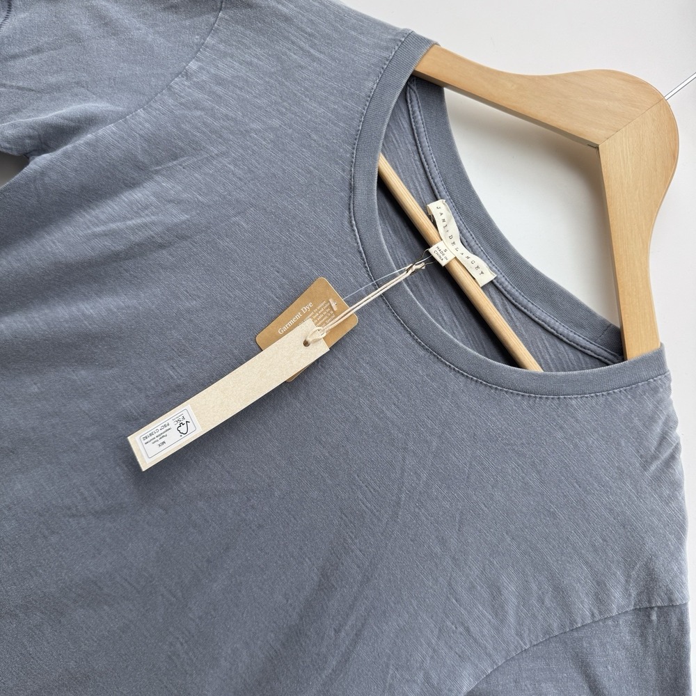 Jane + Delancey Women's Garment Dye Cotton Boxy Tee Shirt Size S Blue BNWT New